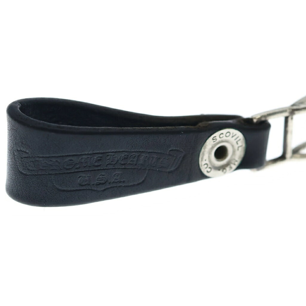 CHROME HEARTS(クロムハーツ) BELT LOOP クロスボールボタンレザーベルトループ シルバー/ブラック BCA397