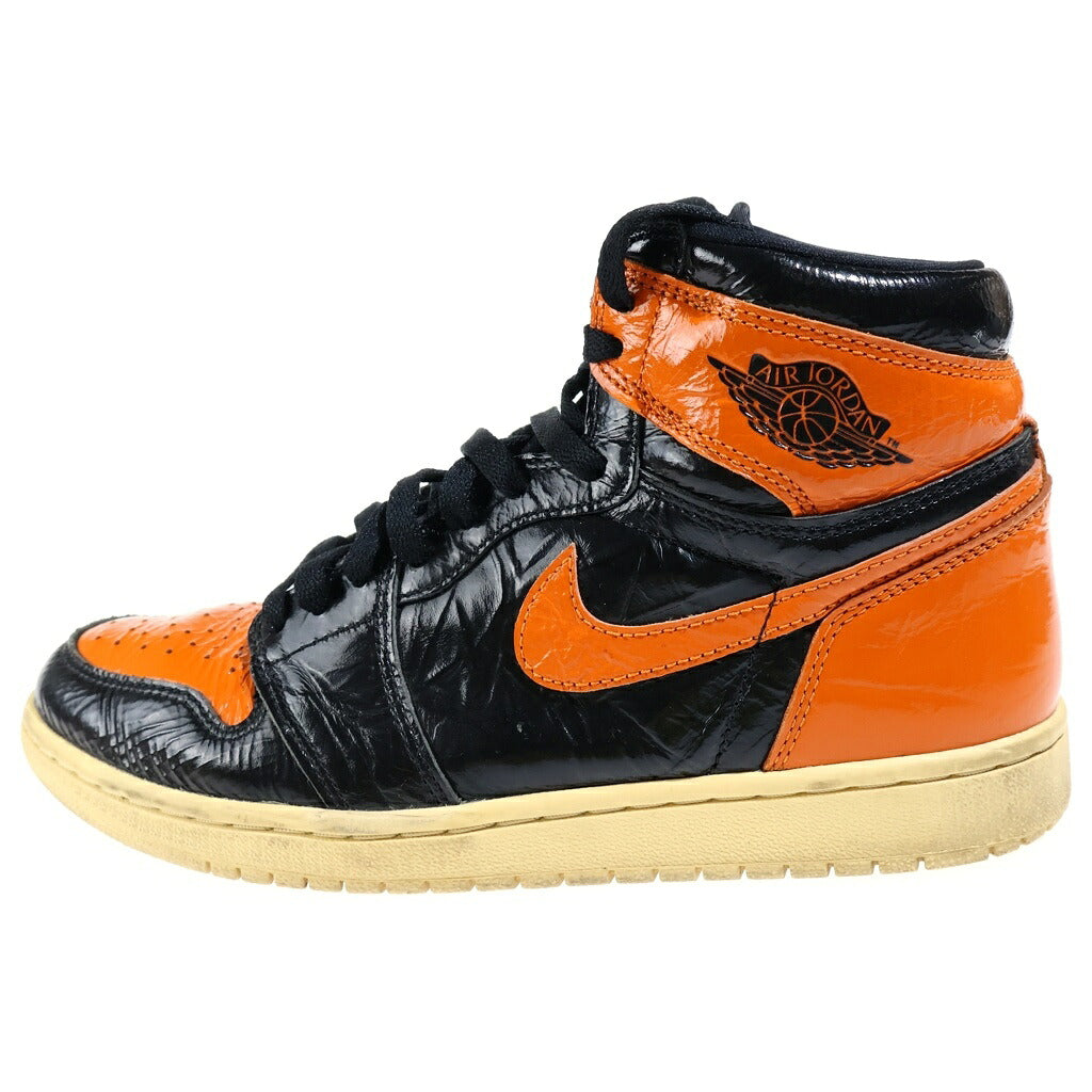 NIKE(ナイキ) AIR JORDAN 1 RETRO HIGH OG SHATTERED BACKBOARD 3.0 エアジョーダン1 オレンジ レトロ ハイカット パテントレザー シャッタードバックボード ハイカットスニーカー ブラック/オレンジ US8.5/26.5cm 555088-028