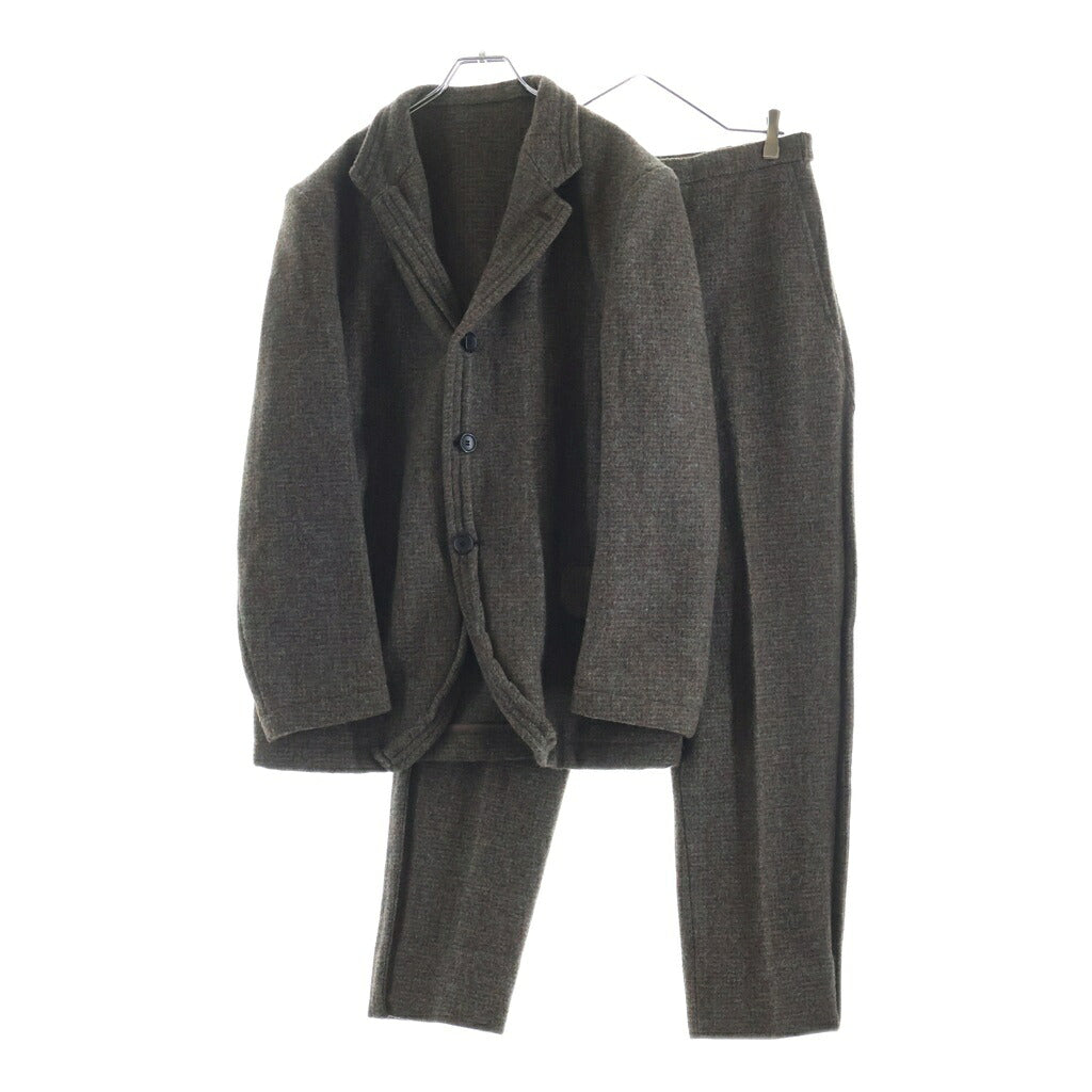 COMME des GARCONS HOMME PLUS(コムデギャルソンオムプリュス) 98AW ウールツイード マオカラー4Bジャケット/ウール ツイード ロングパンツ セットアップスーツ ブラウン PJ-04054S AD1998