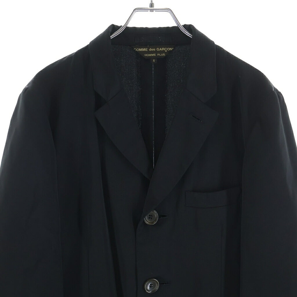 COMME des GARCONS HOMME PLUS(コムデギャルソンオムプリュス) 01AW サイケデリック期 キュプラ 変形 ラペル テーラードジャケット/スラックス ロングパンツ ブラック セットアップスーツ PJ-10084S AD2001