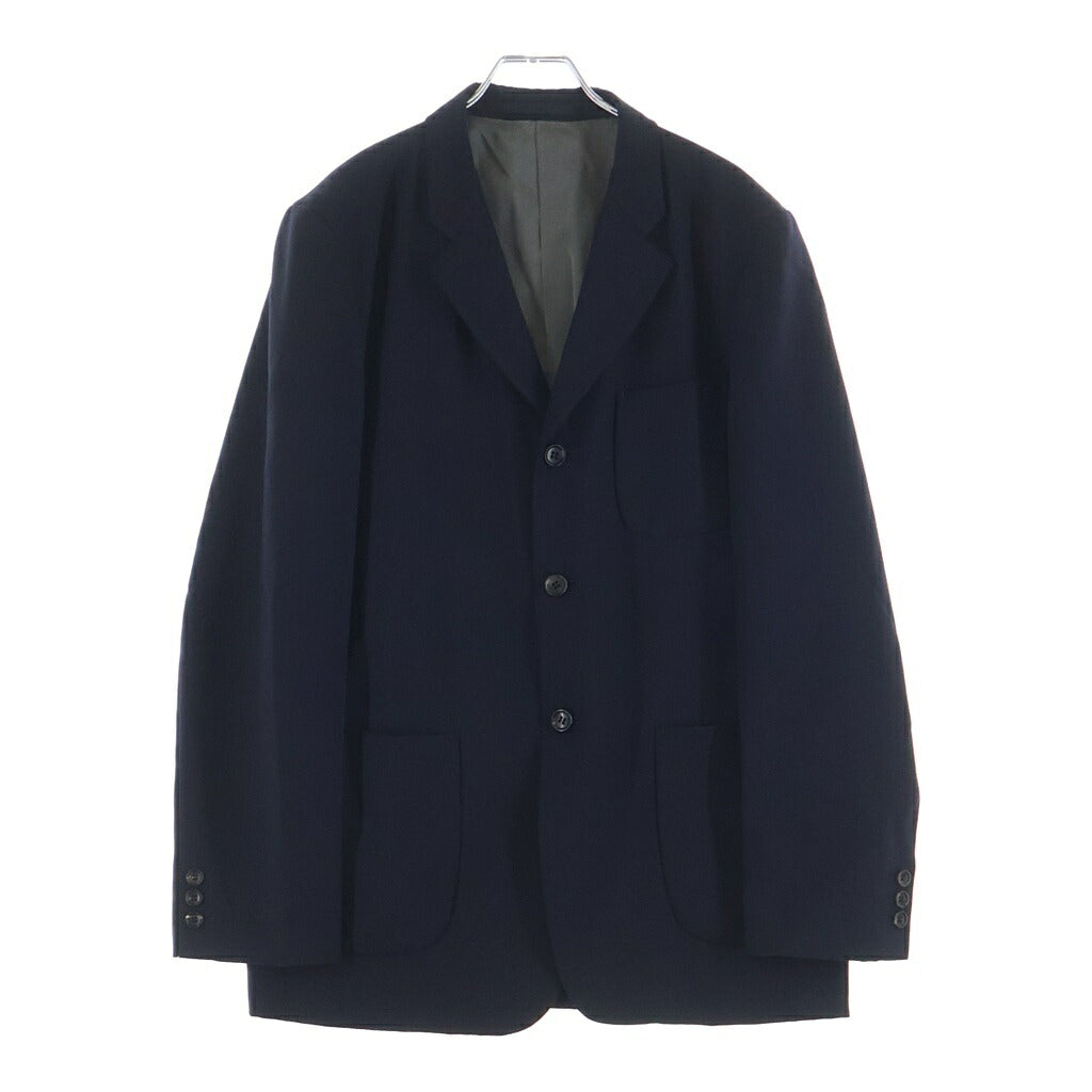 COMME des GARCONS HOMME PLUS(コムデギャルソンオムプリュス) 01AW サイケデリック期 襟ウール切替 スタンドカラー ジャケット ネイビー PI-B010 AD2002