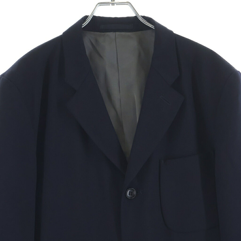 COMME des GARCONS HOMME PLUS(コムデギャルソンオムプリュス) 01AW サイケデリック期 襟ウール切替 スタンドカラー ジャケット ネイビー PI-B010 AD2002