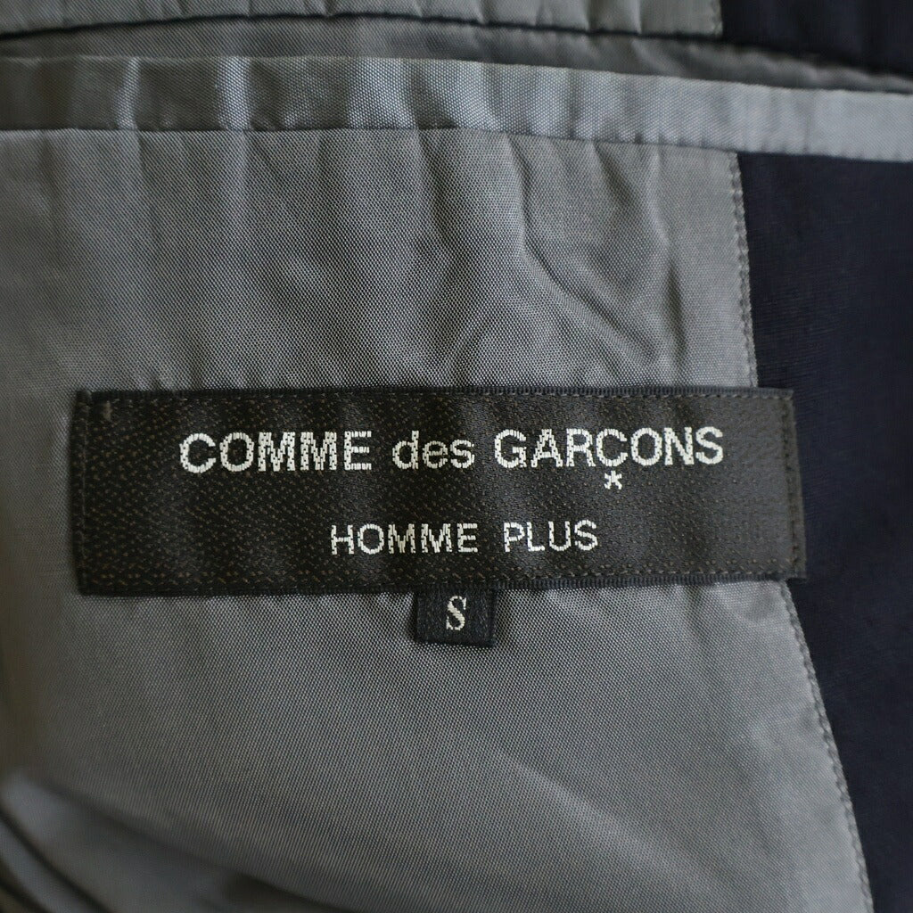 COMME des GARCONS HOMME PLUS(コムデギャルソンオムプリュス) 01AW サイケデリック期 襟ウール切替 スタンドカラー ジャケット ネイビー PI-B010 AD2002