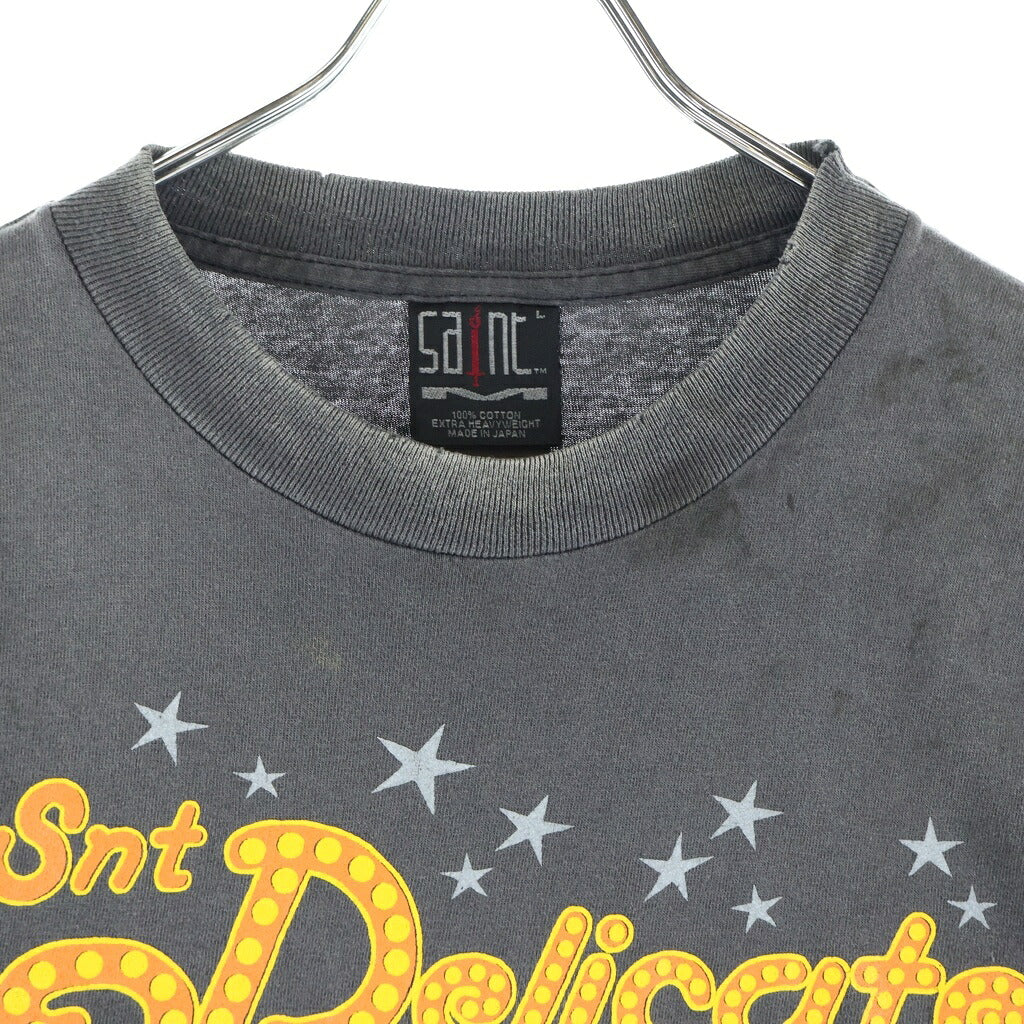 SAINT MICHAEL(セントマイケル) 25SS DELICATE BULLSHIT S/S TEE デリケート ブルシット ヴィンテージ加工 クルーネック 半袖Tシャツ カットソー グレー SM-HR8-0000-003
