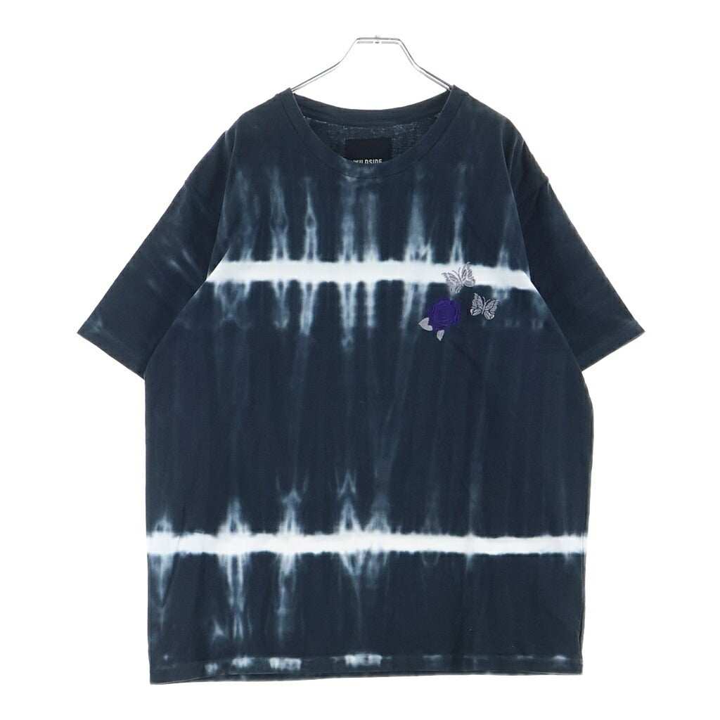 Needles(ニードルス) ×WILDSIDE PAPILLON ENNBUROIDARI S/S TEE ×ワイルドサイド パピヨン刺繍 クルーネック 半袖Tシャツ カットソー グレー SX1978