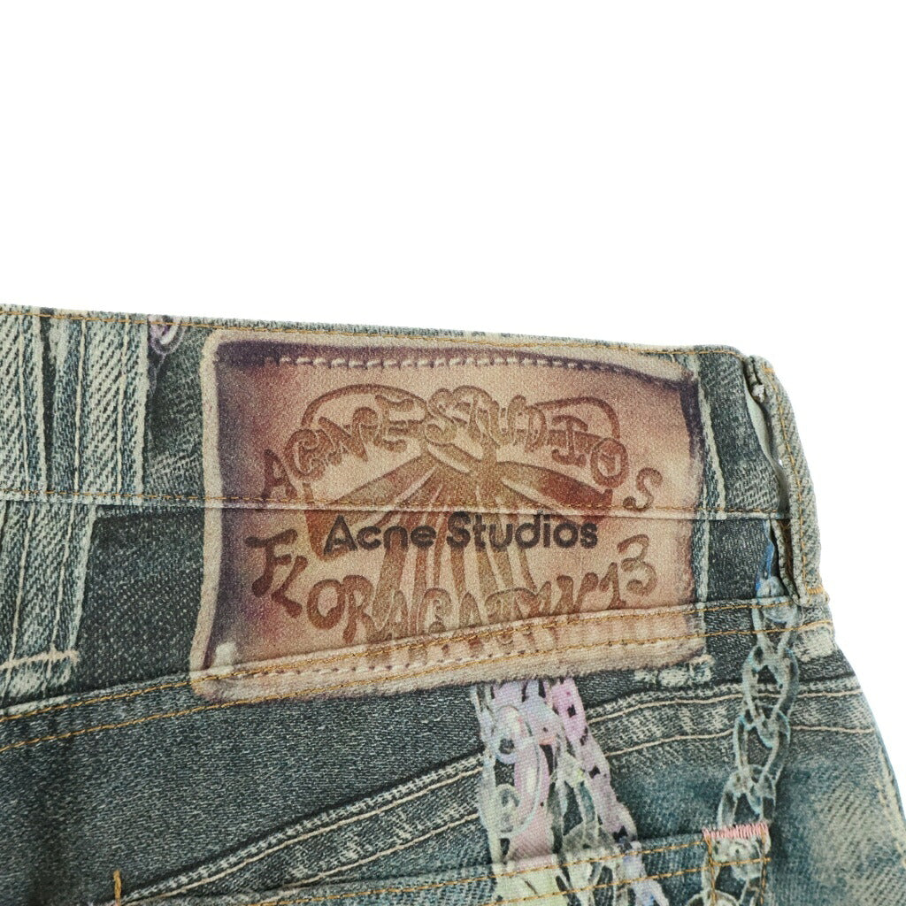 Acne Studios(アクネ ストゥディオズ) BAGGY FIT JEANS TROMPE L EIL PRINT バギーフィットジーンズ 1981F トロンプ ルイユプリント ワイドパンツ マルチ FN-WN-TROU001418