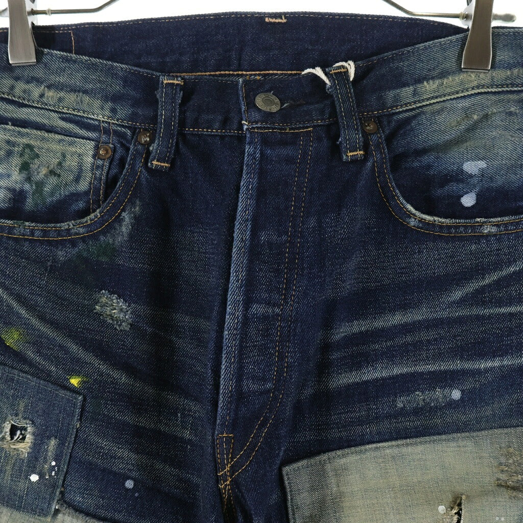 Levi's(リーバイス) 501XX 1955年モデル 日本製 ビッグE 赤耳セルビッチ レイバークラッシュド ボタンフライ デニムパンツ インディゴ 55501-0061