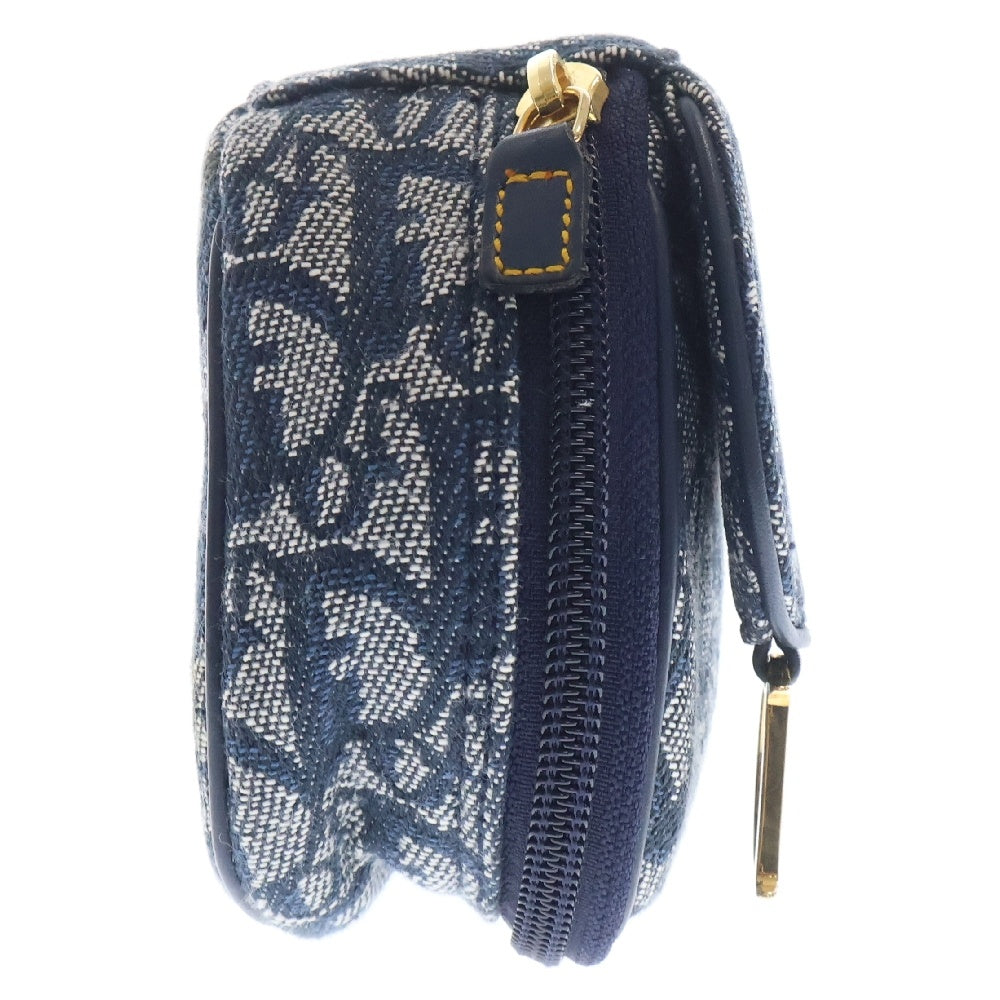 Christian Dior(クリスチャンディオール) トロッター サドルポーチ ネイビー キャンバス ゴールド金具