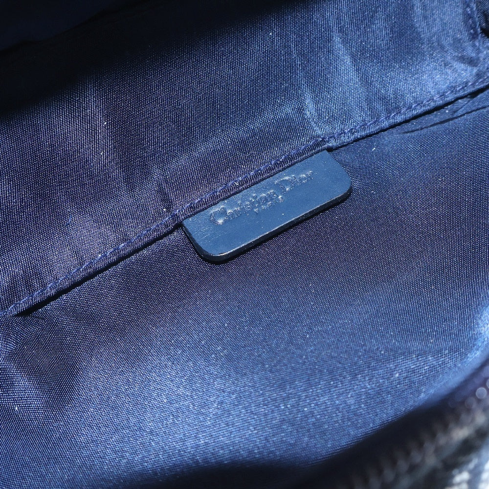 Christian Dior(クリスチャンディオール) トロッター サドルポーチ ネイビー キャンバス ゴールド金具