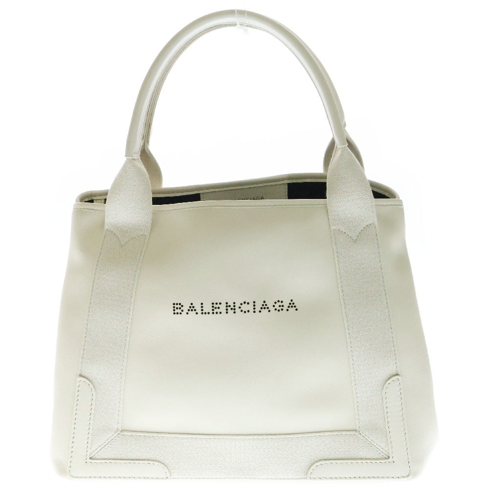 BALENCIAGA(バレンシアガ) ネイビーカバス ハンドバッグ 肩掛けバッグ レザーホワイト 339933