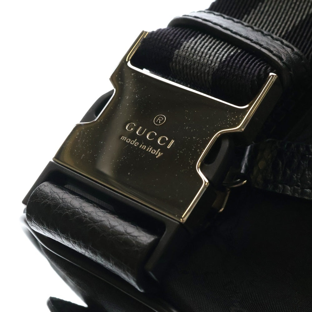 GUCCI(グッチ) GGナイロン レザーロゴ ウエスト ボディバッグ ブラック 449182