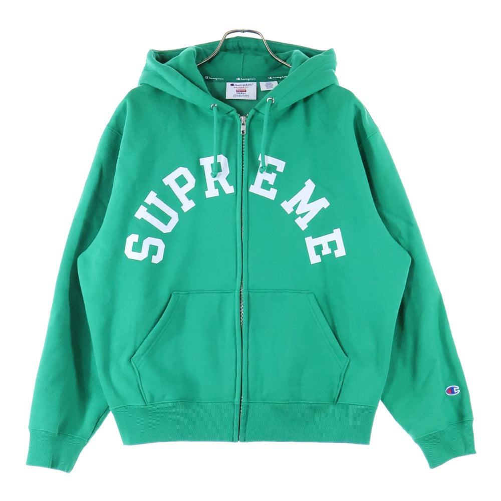 SUPREME(シュプリーム) ×24SS Champion Zip Up Hoodie フロント刺繍ロゴ ジップアップパーカー グリーン