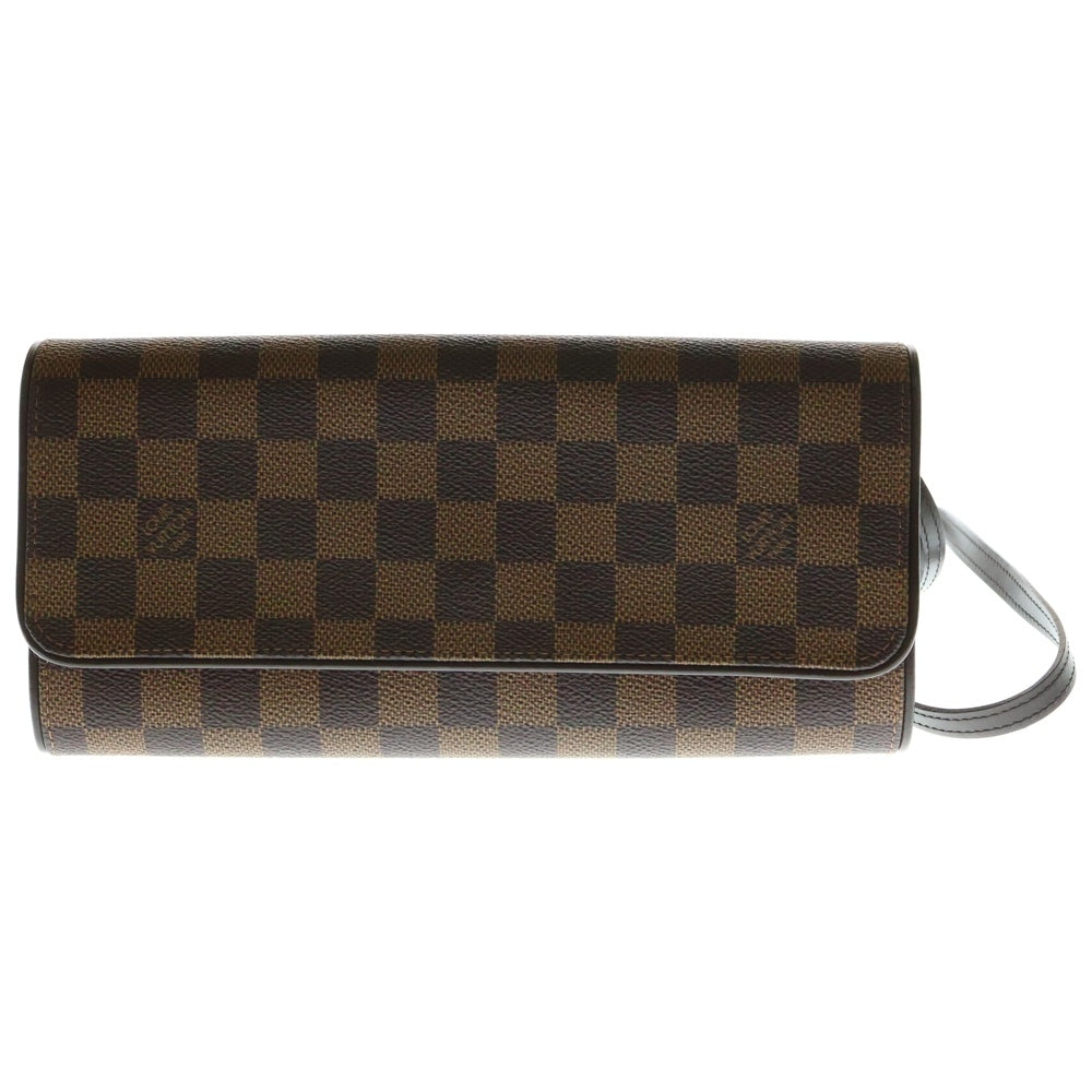 LOUIS VUITTON(ルイヴィトン) ポシェットツインGM SPオーダー ダミエ エベヌ PVC レザー 2WAY クラッチ ショルダーバッグ ゴールド金具 ブラウン N51851