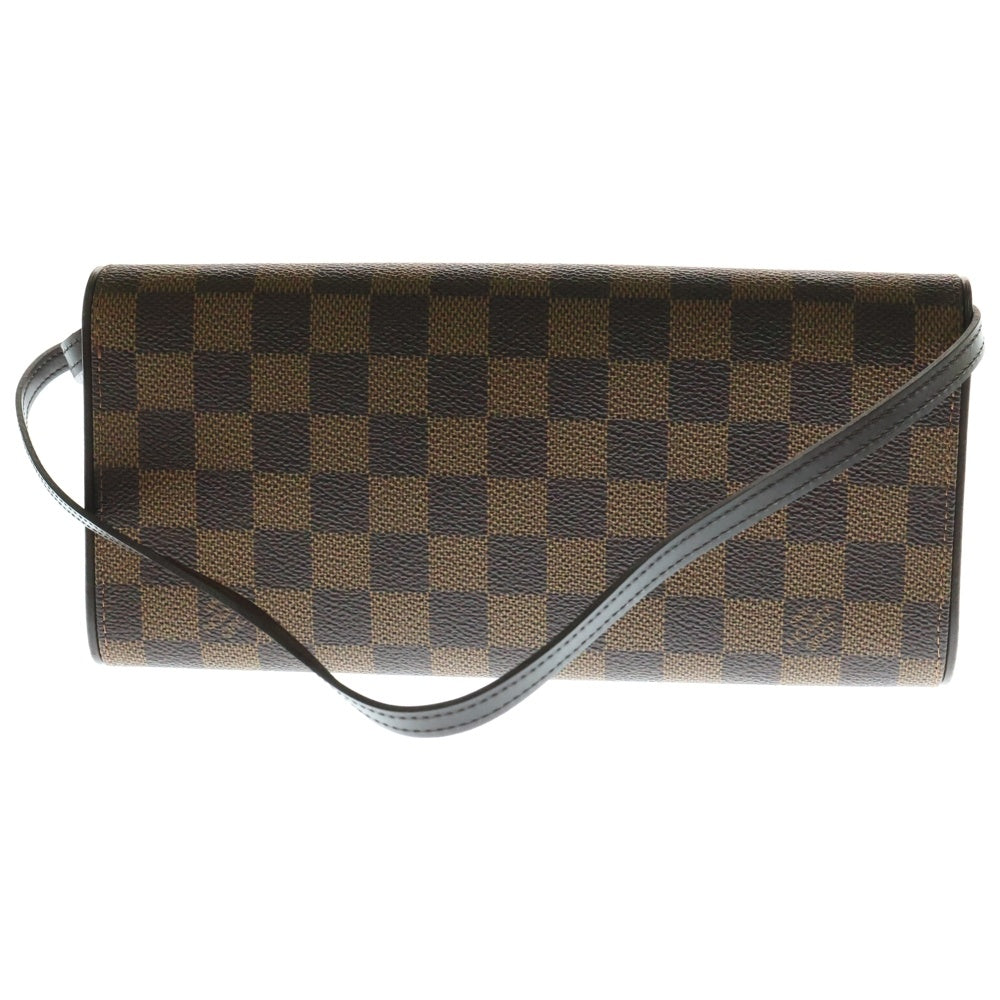LOUIS VUITTON(ルイヴィトン) ポシェットツインGM SPオーダー ダミエ エベヌ PVC レザー 2WAY クラッチ ショルダーバッグ ゴールド金具 ブラウン N51851