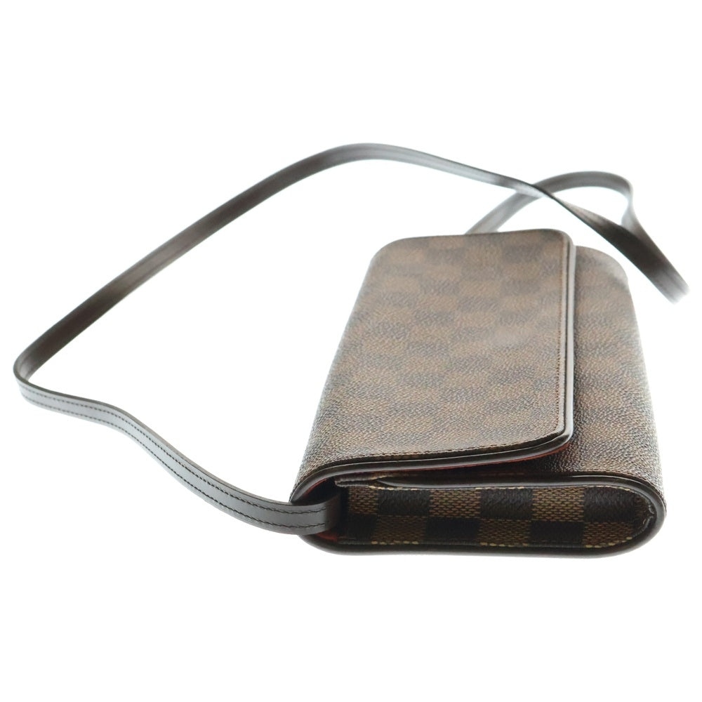 LOUIS VUITTON(ルイヴィトン) ポシェットツインGM SPオーダー ダミエ エベヌ PVC レザー 2WAY クラッチ ショルダーバッグ ゴールド金具 ブラウン N51851