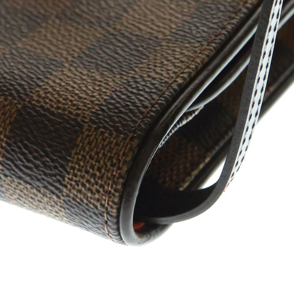 LOUIS VUITTON(ルイヴィトン) ポシェットツインGM SPオーダー ダミエ エベヌ PVC レザー 2WAY クラッチ ショルダーバッグ ゴールド金具 ブラウン N51851