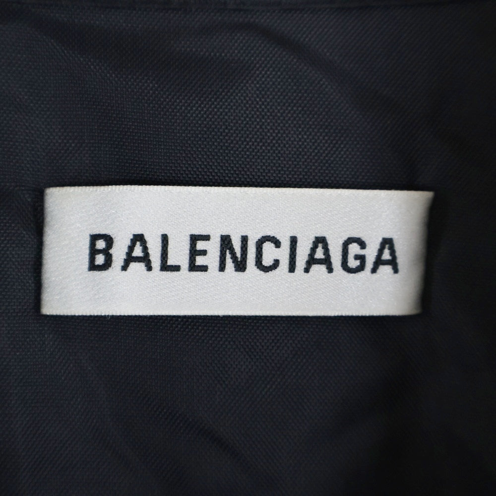 BALENCIAGA(バレンシアガ) 18AW ポプリンシャツブルゾン ナイロン デニム 切り替え ジップアップ ジャケット ブラック/ホワイト 529213