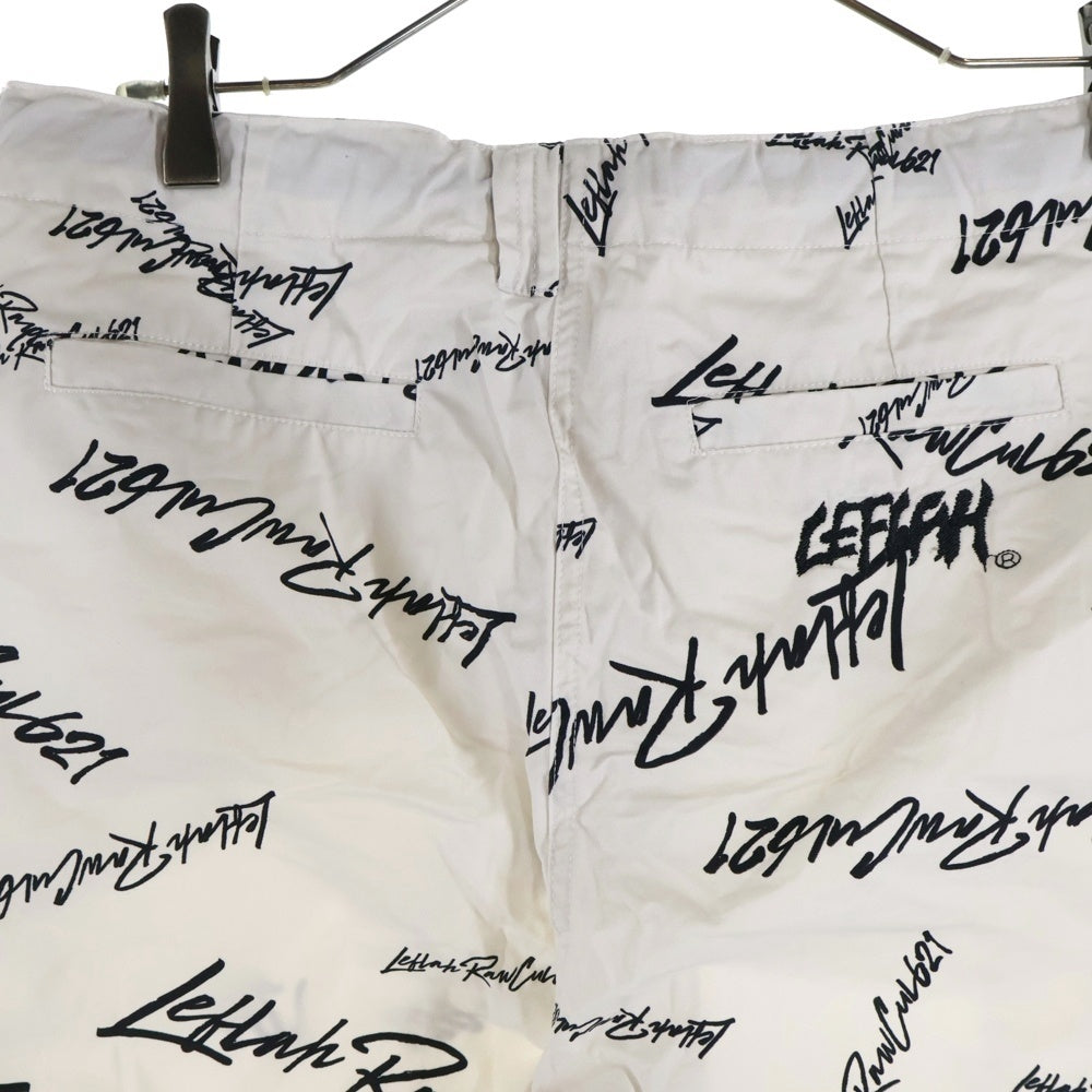 NO BRAND(ノーブランド) レフラー ロゴ総柄 ハーフパンツ ショーツ ホワイト