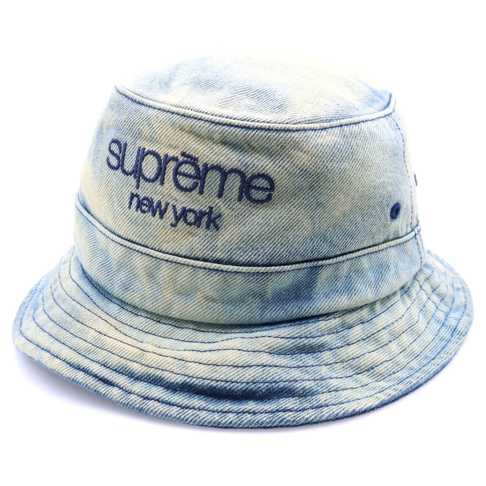 SUPREME(シュプリーム) 24SS Chino Twill Crusher チノツイルクラッシャー ロゴ刺繍 バケットハット インディゴ