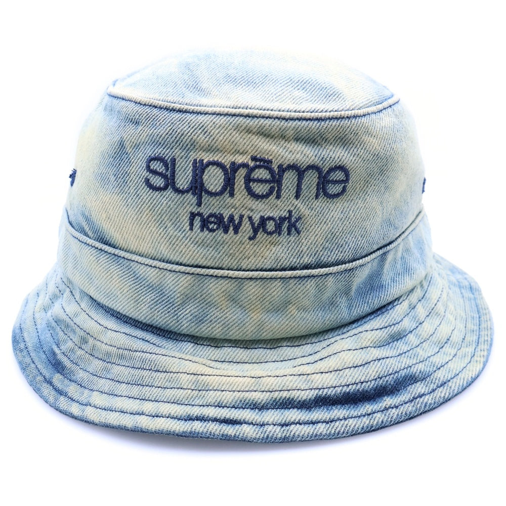 SUPREME(シュプリーム) 24SS Chino Twill Crusher チノツイルクラッシャー ロゴ刺繍 バケットハット インディゴ