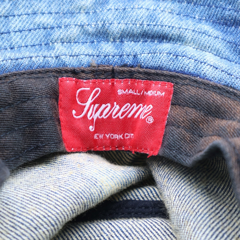 SUPREME(シュプリーム) 24SS Chino Twill Crusher チノツイルクラッシャー ロゴ刺繍 バケットハット インディゴ