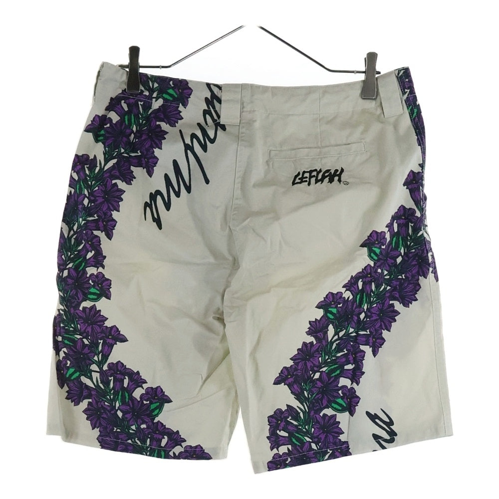 NO BRAND(ノーブランド) レフラー フラワー総柄 ハーフパンツ ショーツ アイボリー
