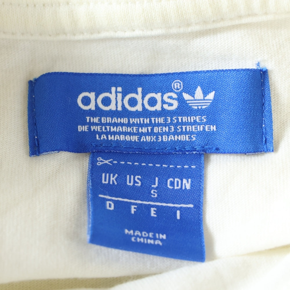 adidas(アディダス) フロントプリント クルーネック コットン 半袖Tシャツ カットソー ホワイト