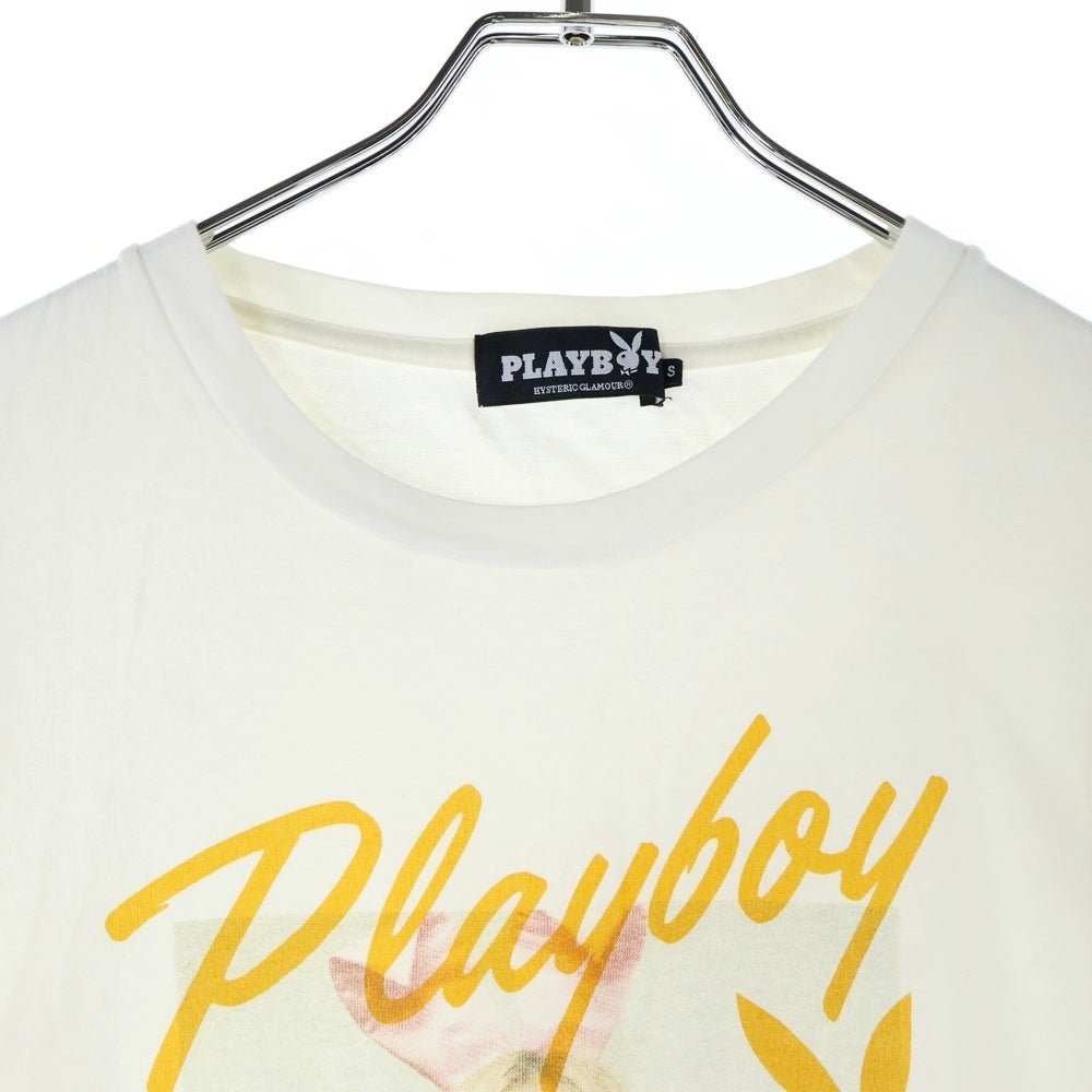 HYSTERIC GLAMOUR(ヒステリックグラマー) プレイボーイ クルーネック コットン 半袖Tシャツ カットソー ホワイト