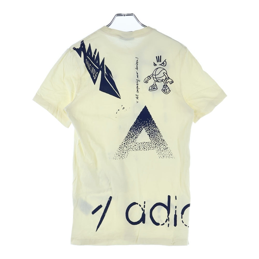 adidas(アディダス) ロゴプリント クルーネック 半袖Tシャツ カットソー アイボリー