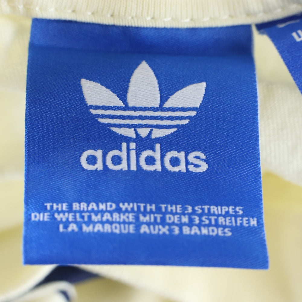 adidas(アディダス) ロゴプリント クルーネック 半袖Tシャツ カットソー アイボリー