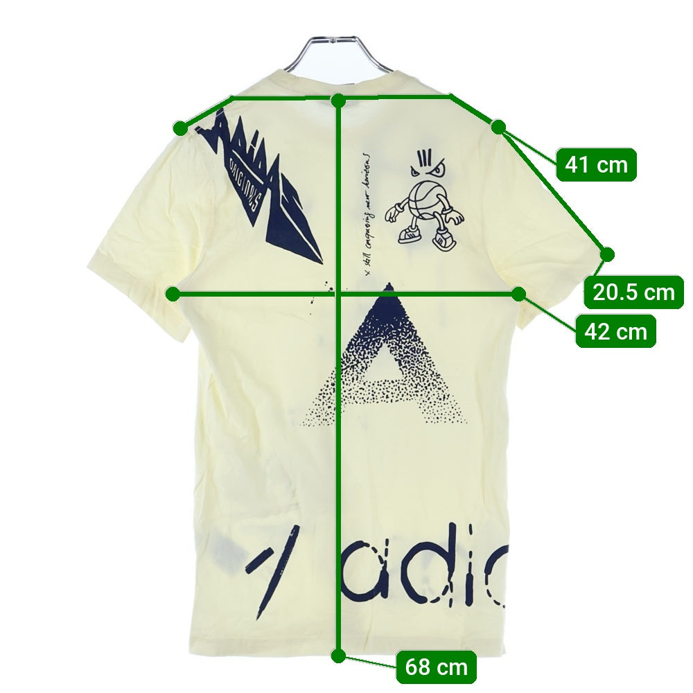 adidas(アディダス) ロゴプリント クルーネック 半袖Tシャツ カットソー アイボリー