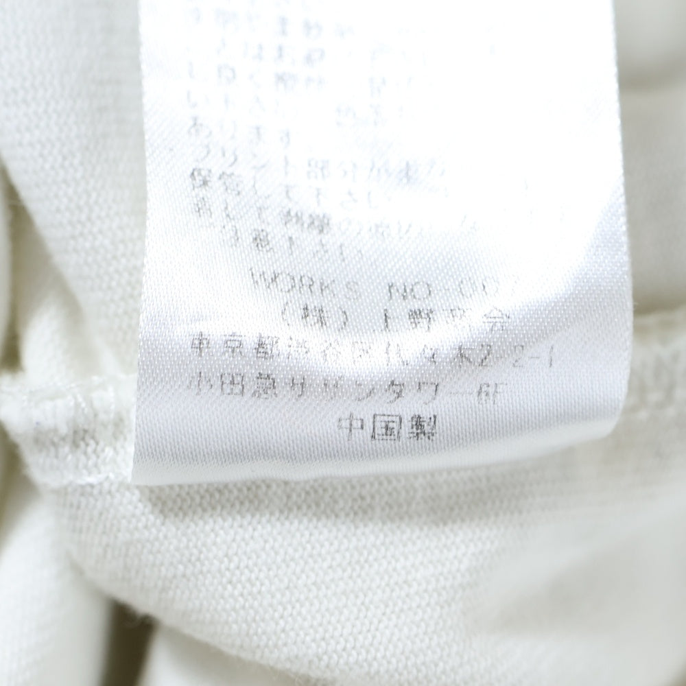 NO BRAND(ノーブランド) ロゴ刺繍 クルーネック コットン 半袖Tシャツ カットソー ホワイト