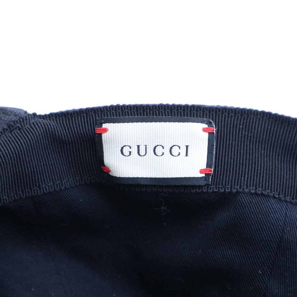 GUCCI(グッチ) GGキャンバス シェリーライン レザー 6パネル ベースボールキャップ 帽子 ブラック 200035