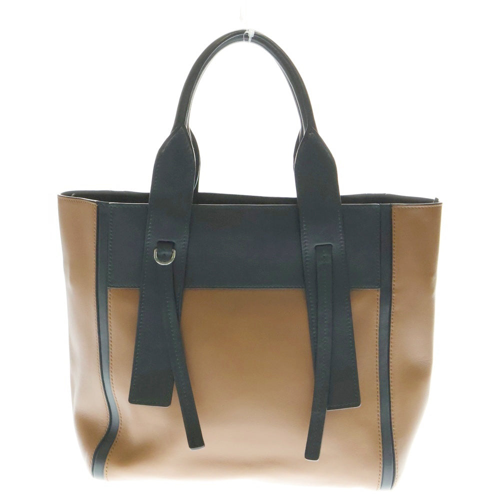PRADA(プラダ) ウーヴェルチュール スモール レザー トライアングル カットアウト ロゴ 2WAY ハンド ショルダーバッグ シルバー金具 ブラック/ブラウン 1BG234