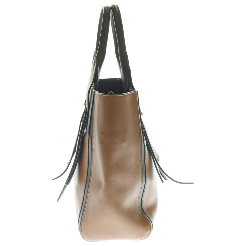 PRADA(プラダ) ウーヴェルチュール スモール レザー トライアングル カットアウト ロゴ 2WAY ハンド ショルダーバッグ シルバー金具 ブラック/ブラウン 1BG234