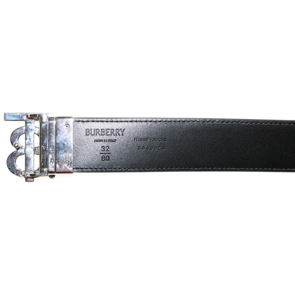 BURBERRY(バーバリー) TBバックル ノバチェック レザー リバーシブル ベルト ブラック×ベージュ シルバー金具