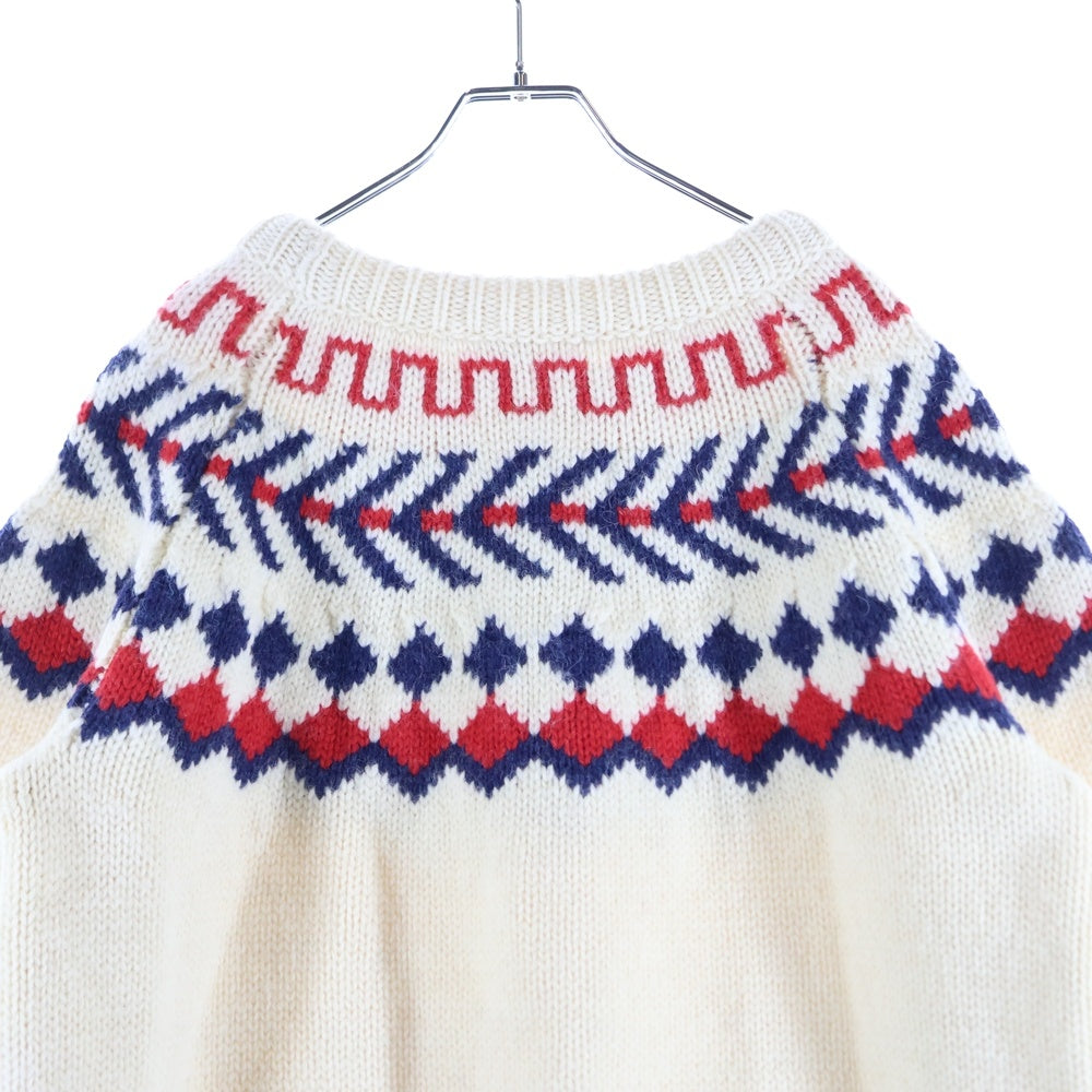 CELINE(セリーヌ) 21AW オーバーサイズ シェットランド ウール クルーネック プルオーバー 長袖ニット セーター アイボリー/ネイビー 2A38Q107O