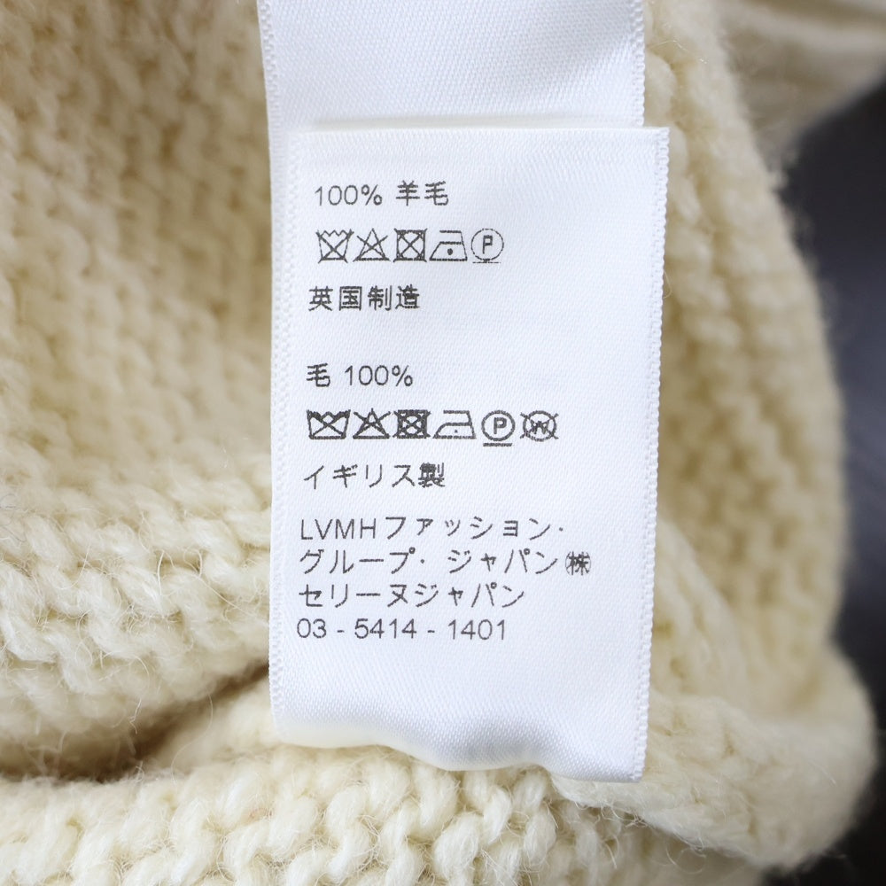 CELINE(セリーヌ) 21AW オーバーサイズ シェットランド ウール クルーネック プルオーバー 長袖ニット セーター アイボリー/ネイビー 2A38Q107O