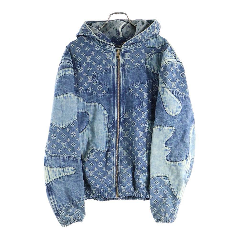 LOUIS VUITTON(ルイヴィトン) 22SS ×NIGO ニゴー モノグラム デニム パッチワーク フーデッド ジップアップ ジャケット ブルゾン インディゴ RM221M UZDHMA16E