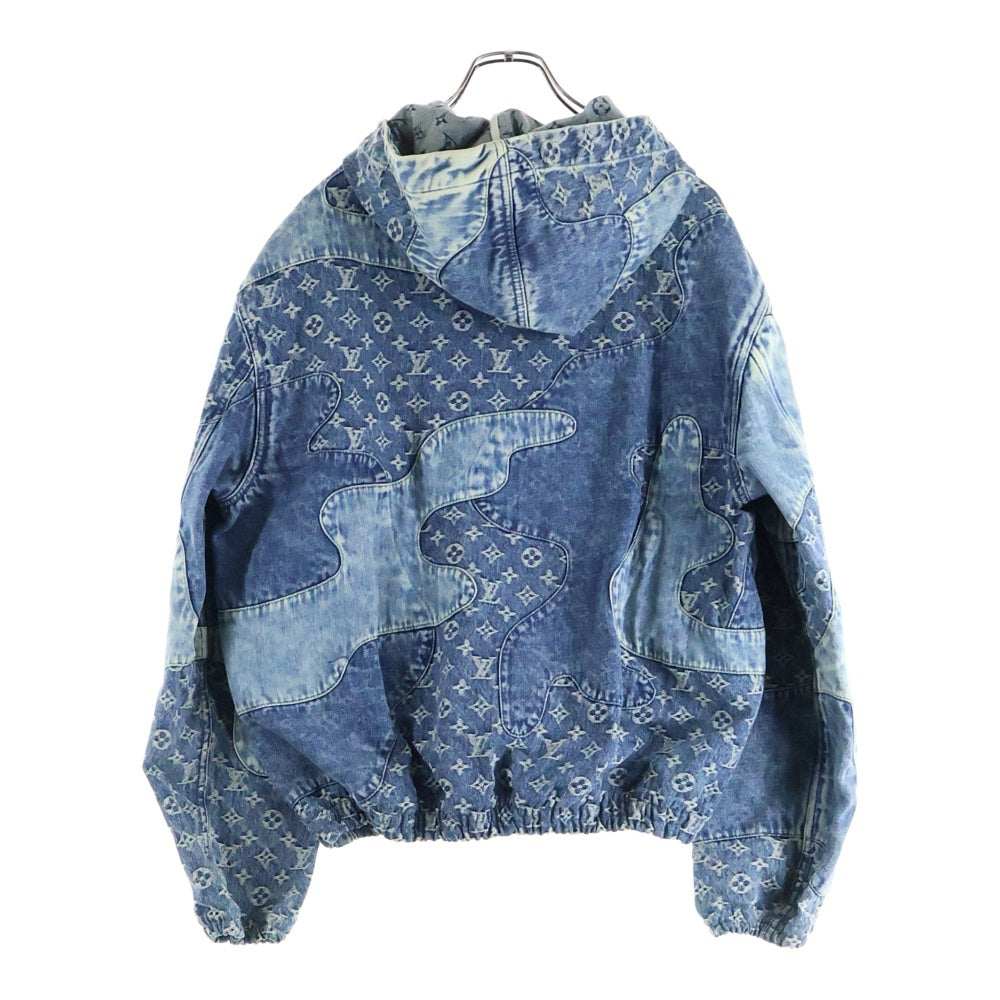 LOUIS VUITTON(ルイヴィトン) 22SS ×NIGO ニゴー モノグラム デニム パッチワーク フーデッド ジップアップ ジャケット ブルゾン インディゴ RM221M UZDHMA16E