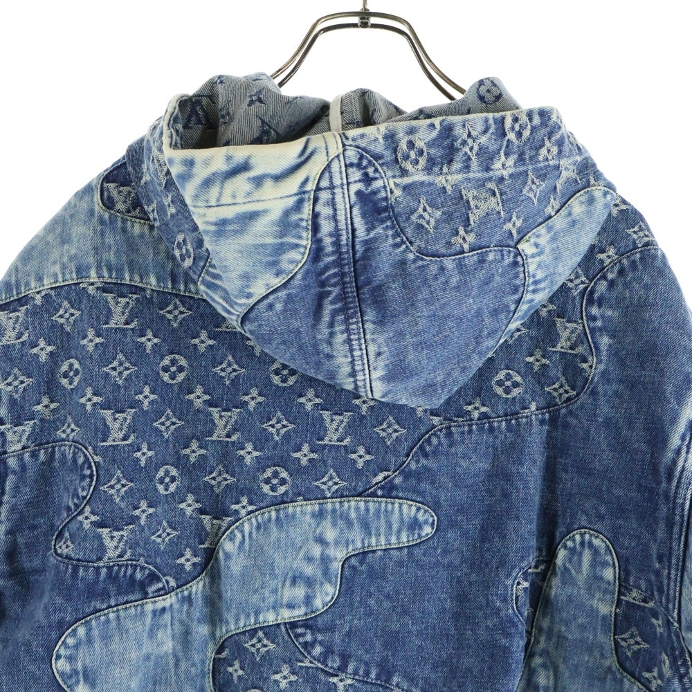 LOUIS VUITTON(ルイヴィトン) 22SS ×NIGO ニゴー モノグラム デニム パッチワーク フーデッド ジップアップ ジャケット ブルゾン インディゴ RM221M UZDHMA16E