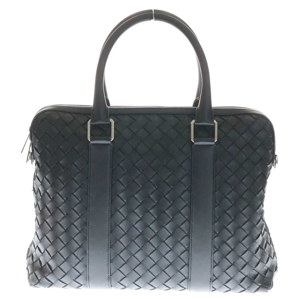 BOTTEGA VENETA(ボッテガヴェネタ) スリム イントレチャート ブリーフケース ハンドバッグ ブラック レザー シルバー金具