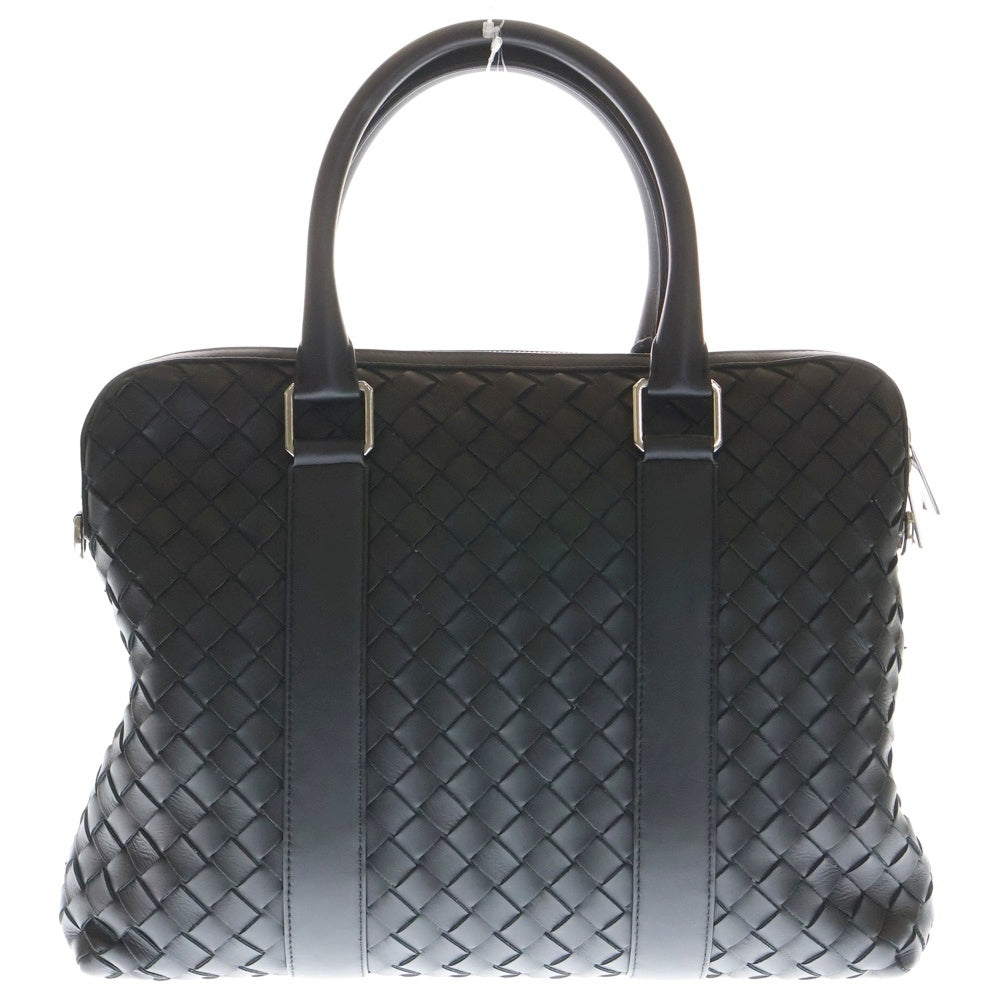 BOTTEGA VENETA(ボッテガヴェネタ) スリム イントレチャート ブリーフケース ハンドバッグ ブラック レザー シルバー金具