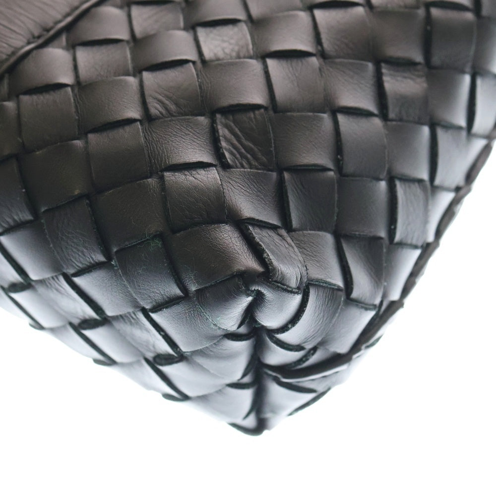 BOTTEGA VENETA(ボッテガヴェネタ) スリム イントレチャート ブリーフケース ハンドバッグ ブラック レザー シルバー金具
