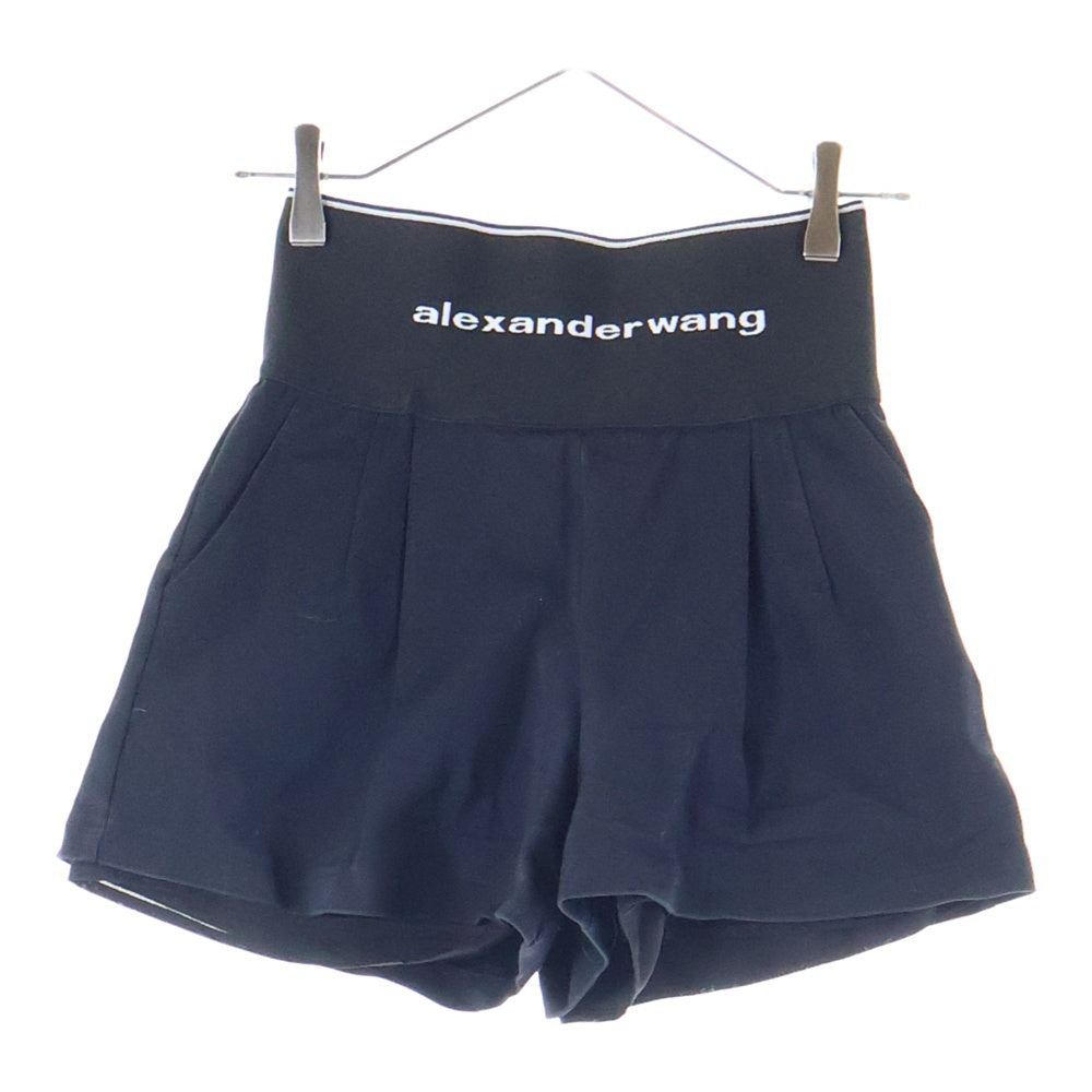 ALEXANDER WANG(アレキサンダーワン) Safari Short With Exposed Zipper And Logo Elastic ウエストロゴバンド ジップショートパンツ ブラック レディース