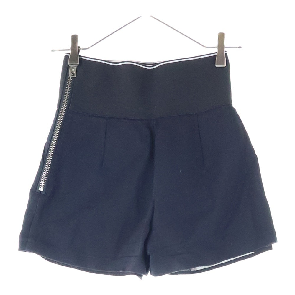 ALEXANDER WANG(アレキサンダーワン) Safari Short With Exposed Zipper And Logo Elastic ウエストロゴバンド ジップショートパンツ ブラック レディース