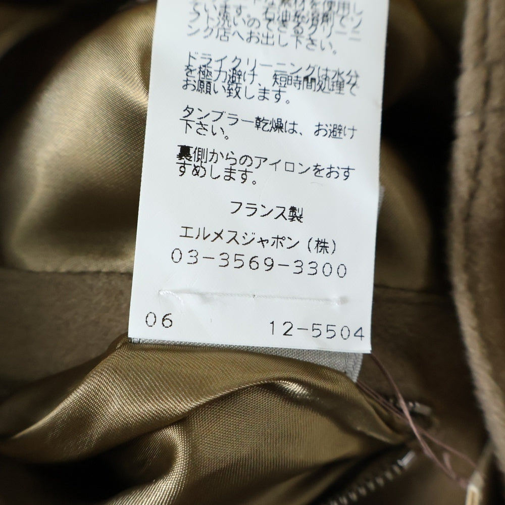 HERMES(エルメス) ジップポケット カシミヤウール Pコート ベージュ