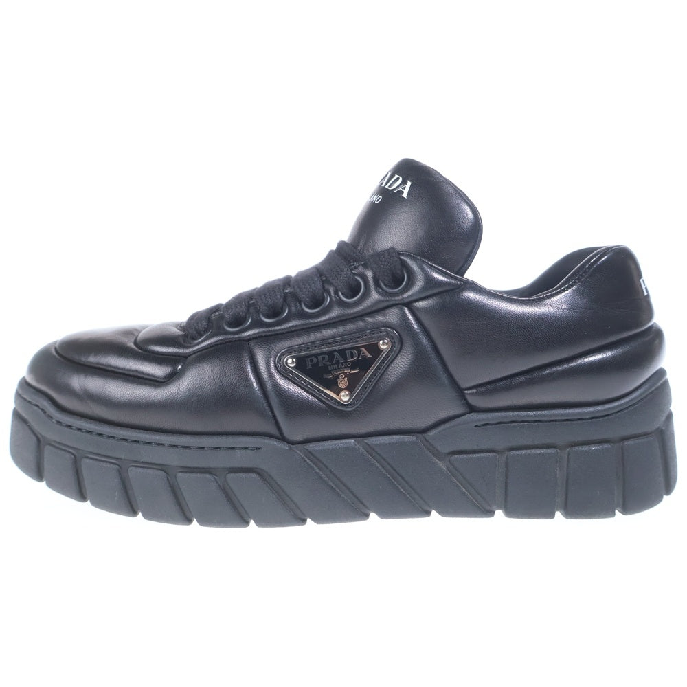 PRADA(プラダ) ダウンタウン トライアングルロゴ スニーカー ブラック レザー 靴 1E136N 1E136N