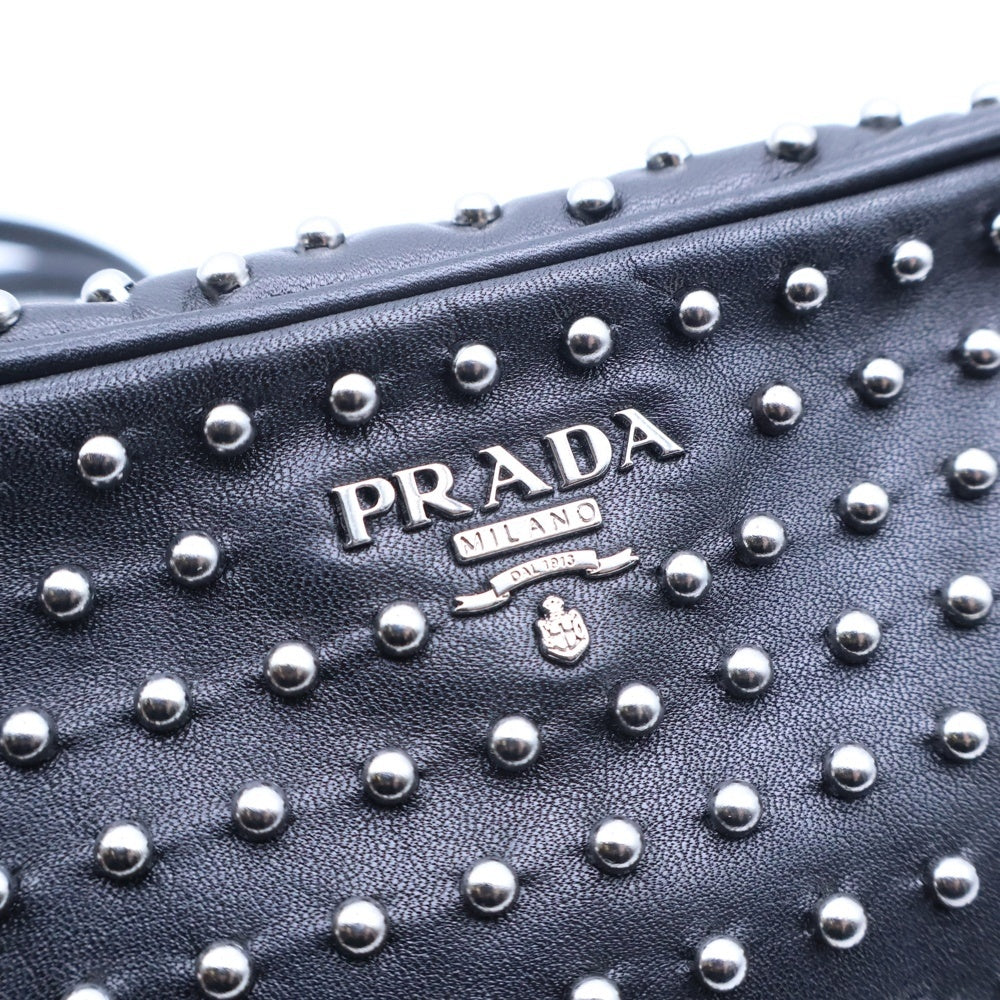 PRADA(プラダ) スタッズ ロゴ ショルダーバッグ ブラック レザー 1N1674 1N1674 レディース
