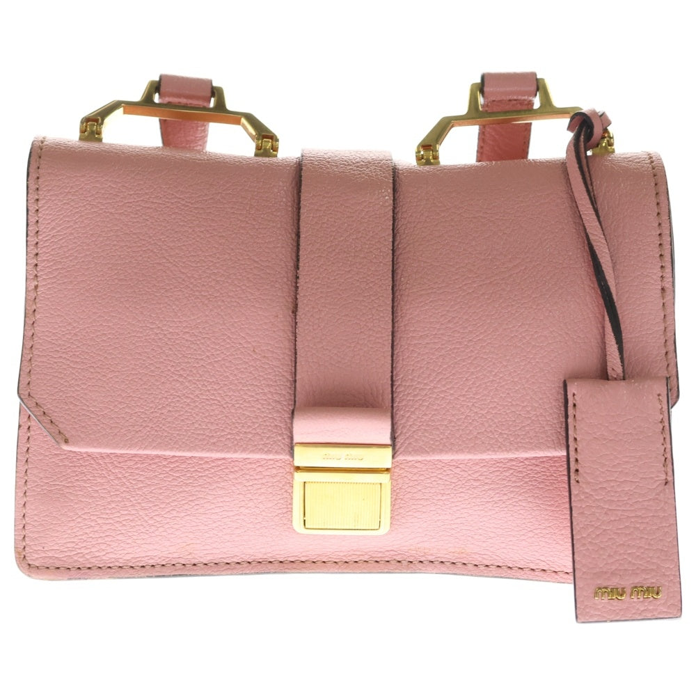 miumiu(ミュウミュウ) マドラス ショルダーバッグ ピンク レザー ゴールド金具 RT0609 レディース